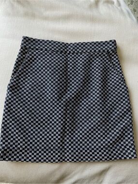 Suncoo Geometric Weave Cotton Mini Skirt Blue White